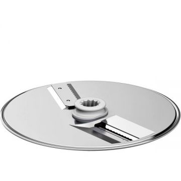 BOSCH Accesoriu reversibil Bosch SuperCut Disc MUZ9SC1, Din oțel inoxidabil, Funcționează prin MUZ9VL1, Recomandat pentru felierea precisă a elementelor coapte sau fibroase (praz, țelină), Lamelă zigzag, Pentru gama