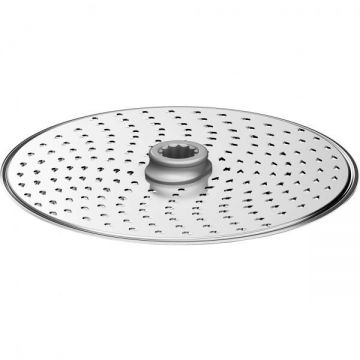 BOSCH Disc de răzuire Bosch (Fine Grating) MUZ9FG1, Rezultate extra fine, Pentru brânzeturi dure (parmezan), ciocolată și nuci, Din oțel inoxidabil și plastic, Funcționează prin MUZ9VL1, Pentru gama MUM9 și Cookit