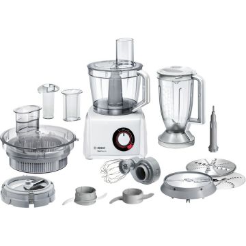 BOSCH Robot de bucatarie Bosch MC812W872, 1250W, 3.9L, 50 functii, Selector viteza variabil, Tocator, Cube Cutter, Alb