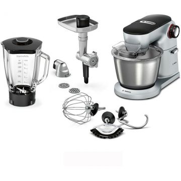 BOSCH Robot de bucatarie Bosch MUM 9B34S27, 1500 W, senzor SmartDough, 3D PlanetaryMixing, bol inox, 5.5 l, Argintiu