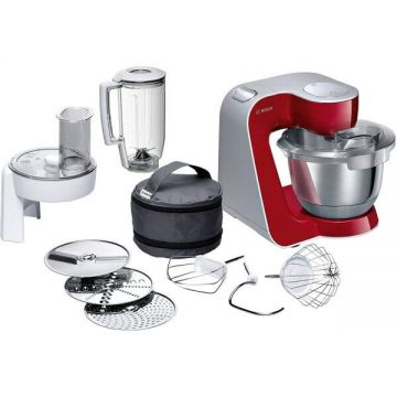BOSCH Robot de bucatarie Bosch MUM58720, 1000 W, Bol Inox 3.9 l, blender 1.25 l, 7 viteze+impulse, mixare planetara 3D, rosu