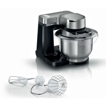 BOSCH Robot de bucatarie Bosch MUMS2VM00, 900 W, 7 viteze + Pulse, bol 3.8 l, Mixare planetara 3D Negru/Argintiu