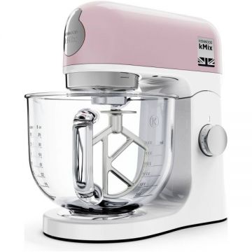 Kenwood Robot de bucatarie Kenwood kMix KMX754APP, 0W20011489, 1000 W, vas sticla 5 L, 6 trepte viteza, 3 accesorii patiserie, Alb-Roz Kenwood Robot de bucatarie Kenwood kMix KMX754APP, 0W20011489, 1000 W, vas sticla 5 L, 6 trepte viteza, 3 accesorii patiserie, Alb-Roz