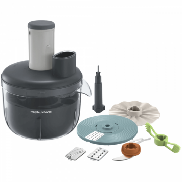Morphy Richards Robot de bucatarie Morphy Richards Prepstar, 350W, 4 l, 6 setari de viteza, sistem depozitare accesorii, Gri