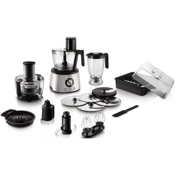 Philips Robot de bucatarie Philips Avance Collection HR7778/00, 1300 W, bol 3.4 l, blender 2.2 l, Storcator de fructe si legume, 12 viteze + Pulse, Inox