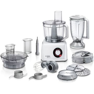 Robot de bucătărie BOSCH MultiTalent 8 MC812W872 1250W (viteză variabilă maximum 15000 rpm și Pulse) Bol XXL 3.9l Blender Tritan 1.5l Cube Cutter Accesoriu frământat Tel inox C