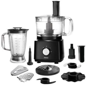 Robot de bucatarie Heinner HFP-750BK, 750W, Bol 1.2L, Blender 1.8L (Negru)