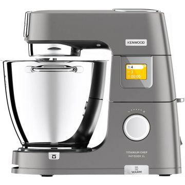 Robot de bucatarie KENWOOD KWL90.004SI Titanium Chef Patissier XL, 1400 W, 2 vase 7l/5l, 13 trepte de viteza, 6 functii presetate, Cantar, 4 accesorii, Argintiu