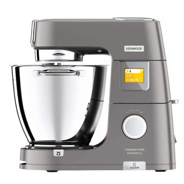 Robot de bucatarie KENWOOD KWL90.164S Titanium Chef Patissier XL, 1400 W, 2 vase 7L/ 5L, 13 viteze, Cantar, 6 functii presetate, Sistem incalzire, 4 accesorii, Argintiu