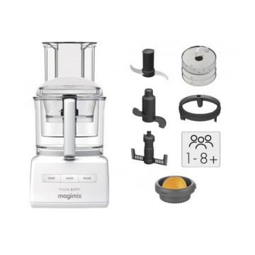 Robot multifunctional Magimix CS5200XL, 1100W, Motor profesional cu 30 ani garantie, 3 boluri (3.6L/2.6L/1.2L), Viteza automata (Alb)