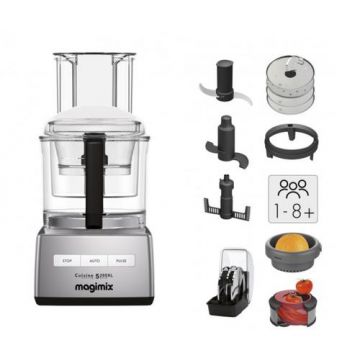Robot multifunctional Magimix CS5200XL Premium, 1100W, Motor profesional cu 30 ani garantie, 3 boluri (3.6L/2.6L/1.2L), Viteza automata (Crom lucios)