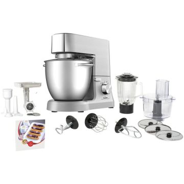 Tefal Robot de bucatarie Tefal Masterchef Grande QB813D38, 1500 W, 8 viteze, Bol 6.7 l, 6 accesorii, Argintiu