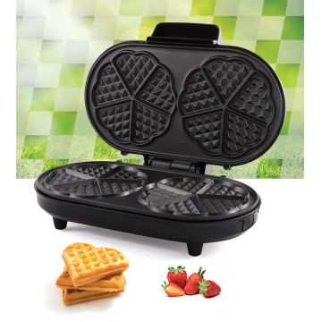 Aparat de facut vafe/gofre Copper Crown, Heinner, 1000W, plastic, negru/aramiu