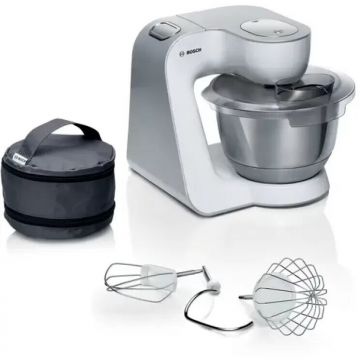 BOSCH Robot de bucДѓtДѓrie planetar Bosch Serie 4 MUM5 MUM58200, 1000W, 7 Viteze 3.9L Bol Otel Inoxidabil, Alb-Argintiu