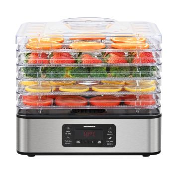 Deshidrator fructe si legume Drymaster Pro, Heinner, 320-380W, plastic/inox, argintiu/transparent