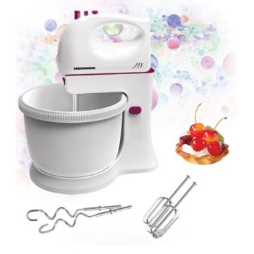 Mixer cu bol Charm, Heinner, 300W, alb/visiniu