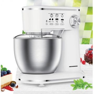 Mixer planetar Heinner, 1000W, 5L, alb/argintiu