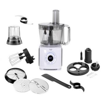 Robot de bucatarie Adler AD 4224, 7 viteze, 12 functii, Display LCD, Boluri 3.5 l si 2 l, 16500 rpm (Alb)
