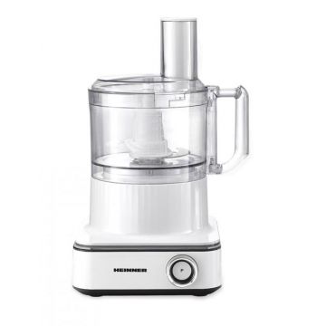 Robot de bucatarie HEINNER HFP-K1000WP, 1000 W, 6 viteze + PULSE, Bol procesare 2.3 l, Lame din otel inoxidabil, Cana de plastic 1.5 l (Alb)