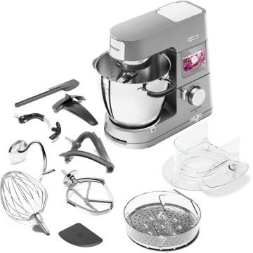 Robot de bucatarie Kenwood cu functie de gatit prin inductie Cooking Chef XL KCL95.424SI, 1500 W, 13 programe presetate, vas 6.7 l, blender 1.6 l, procesor alimente, 13 trepte viteza, cantar integrat, argintiu