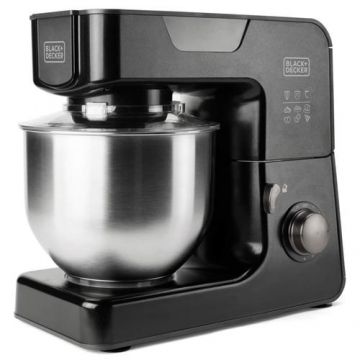 Robot de bucatarie multifunctional BLACK+DECKER BXKM1000E, 1000 W, 5.2 l, Bol inox, Functie Pulse (Negru)