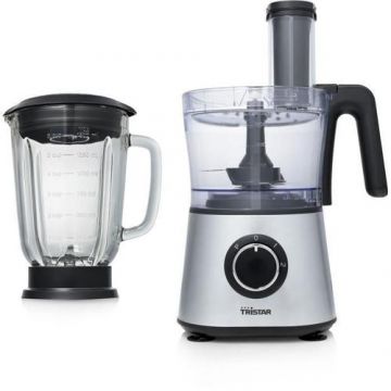 Robot de bucatarie Tristar MX- 4823, 600 W, Bol 1.5 l, Blender 1.5 l, 2 Discuri, Functie Pulse (Argintiu)