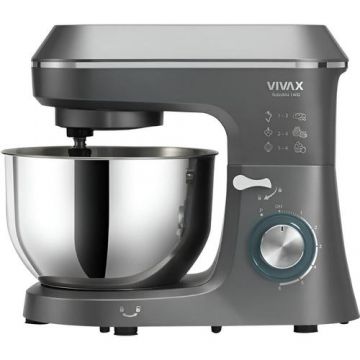 Robot de bucatarie Vivax RM-61400SX, 1400W, capacitate 6L, 6 trepte de viteza, functia Pulse, 3 accesorii detasabile (Negru/Argintiu)