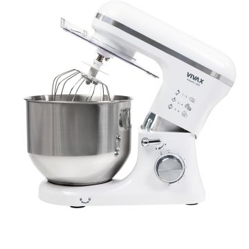 Robot mixer Vivax RM-71800WH , 1800 W, 6 Viteze + Turbo, 4 Accesorii, Bol otel inoxidabil, Alb/Argintiu Robot mixer Vivax RM-71800WH , 1800 W, 6 Viteze + Turbo, 4 Accesorii, Bol otel inoxidabil, Alb/Argintiu