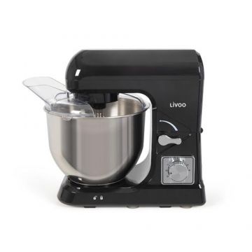 Robot patiserie Livoo DOP190N, 1000W, bol otel inoxidabil 5 L, 6 trepte de viteza, functie pulse, miscare de roatie planetara, 3 accesorii (Negru)