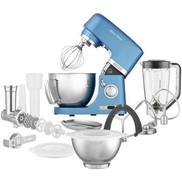 Sencor Robot de bucatarie, Sencor, 1000W, Bol inox de 4.5 l, 8 trepte viteza, Albastru