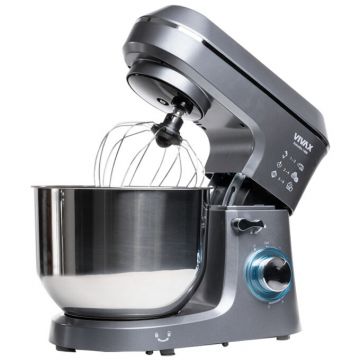 VIVAX Robot de bucatarie Vivax RM-61400SX, 1400W, capacitate 6L, 6 trepte de viteza, functia Pulse, 3 accesorii detasabile, gri/argintiu